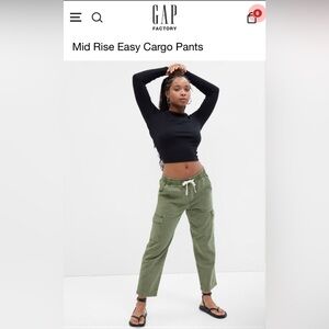 Gap Mid Rise Easy Cargo Pants New With Tags